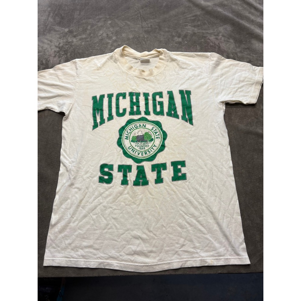 Vintage Michigan State University‎ MSU Spartans T Shirt Mens L USA Steadman